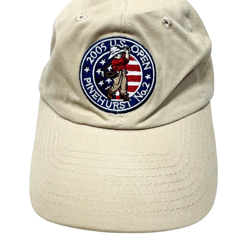 Vintage 2005 US Open Pinehurst Hat Cap Strap Back Khaki USGA‎ Golf Mens 2000s
